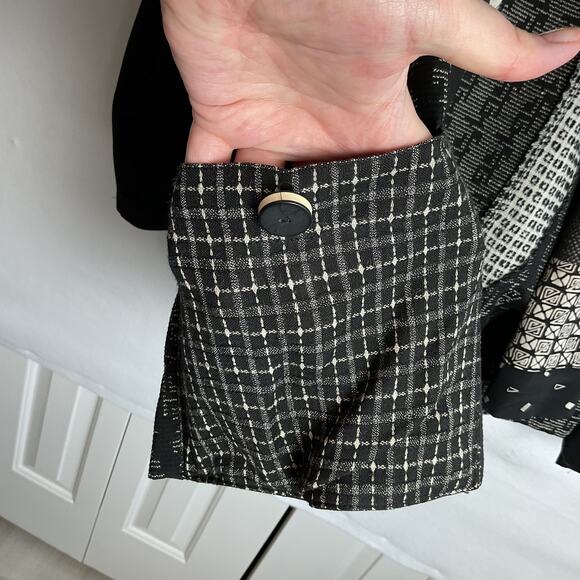 Vintage Donna Jessica Boho Art To Wear Patchwork Blazer Black and White Size 1 - Picture 7 of 12